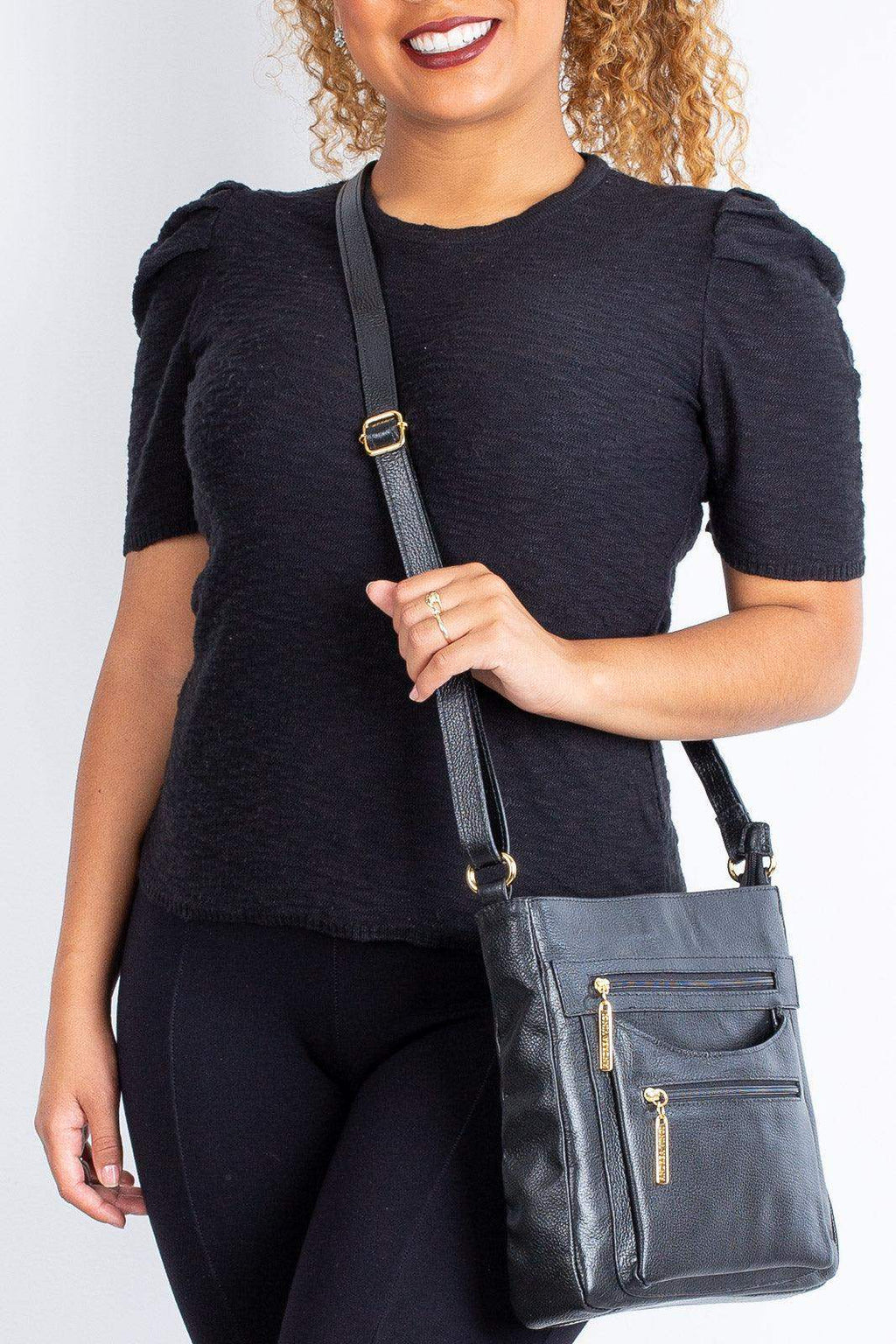 Bolsa tiracolo em couro liso Thais - Enluaze