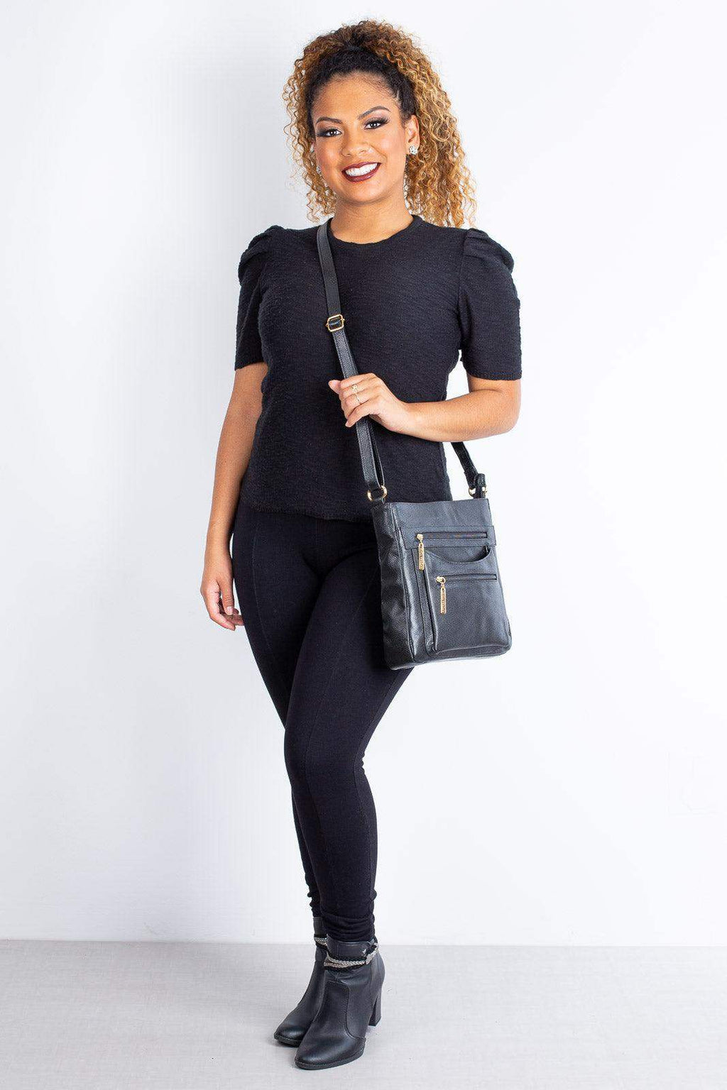 Bolsa tiracolo em couro liso Thais - Enluaze