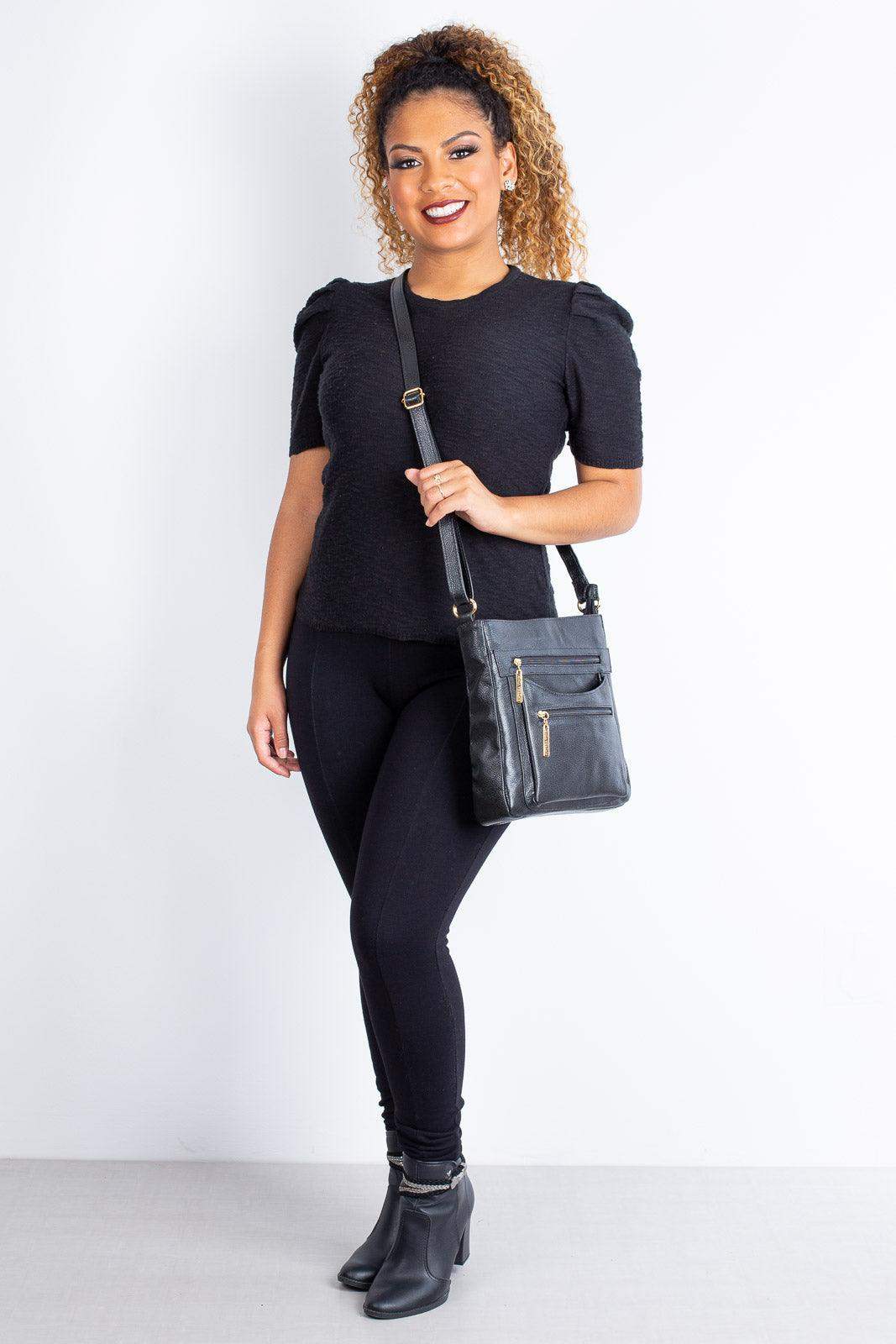 Bolsa tiracolo em couro liso Thais - Enluaze