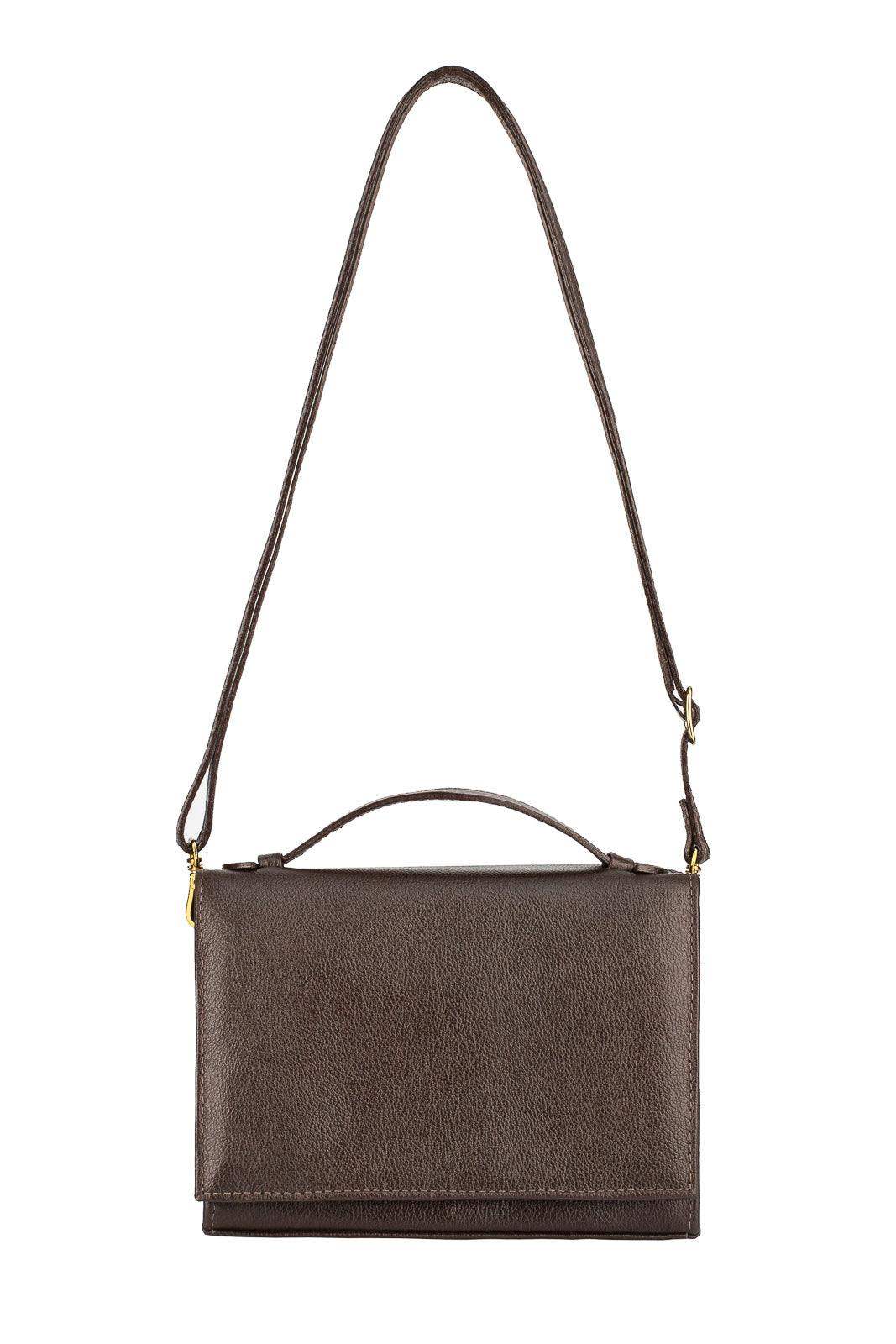 Bolsa pequena transversal de couro liso Deise - Enluaze