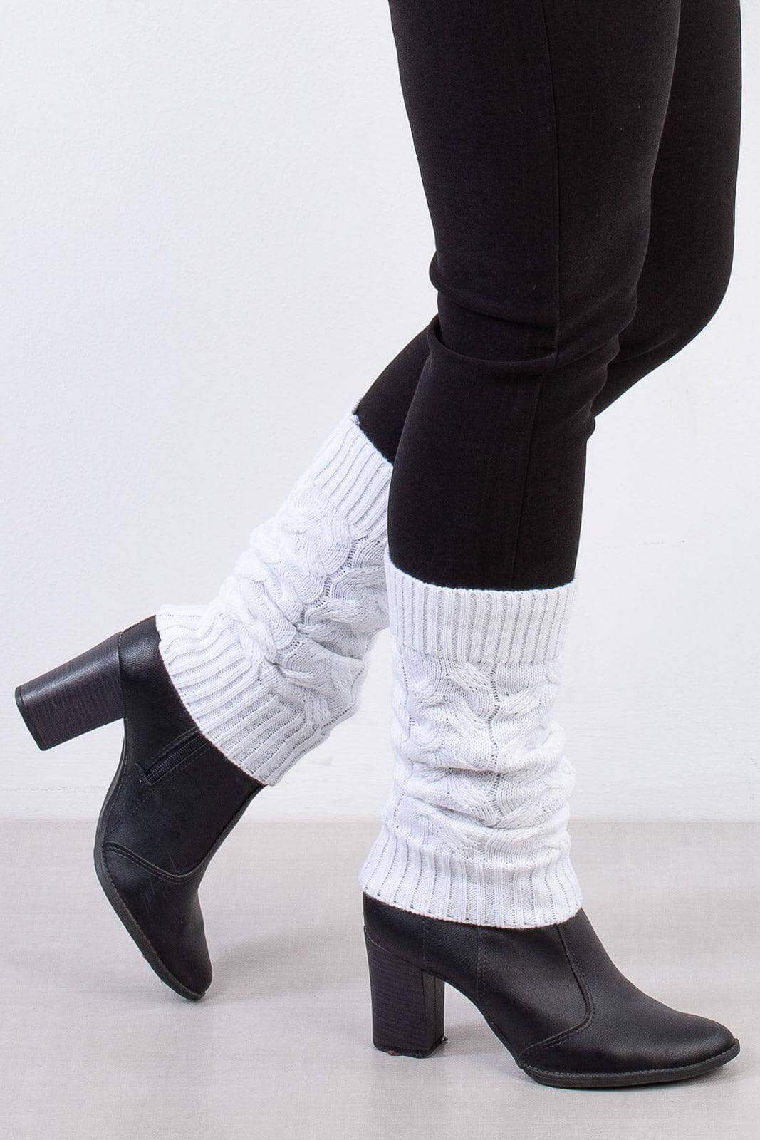 Polaina feminina de malha tricô para inverno - Enluaze