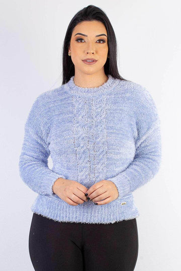 Blusa feminina de malha gola redonda 60033