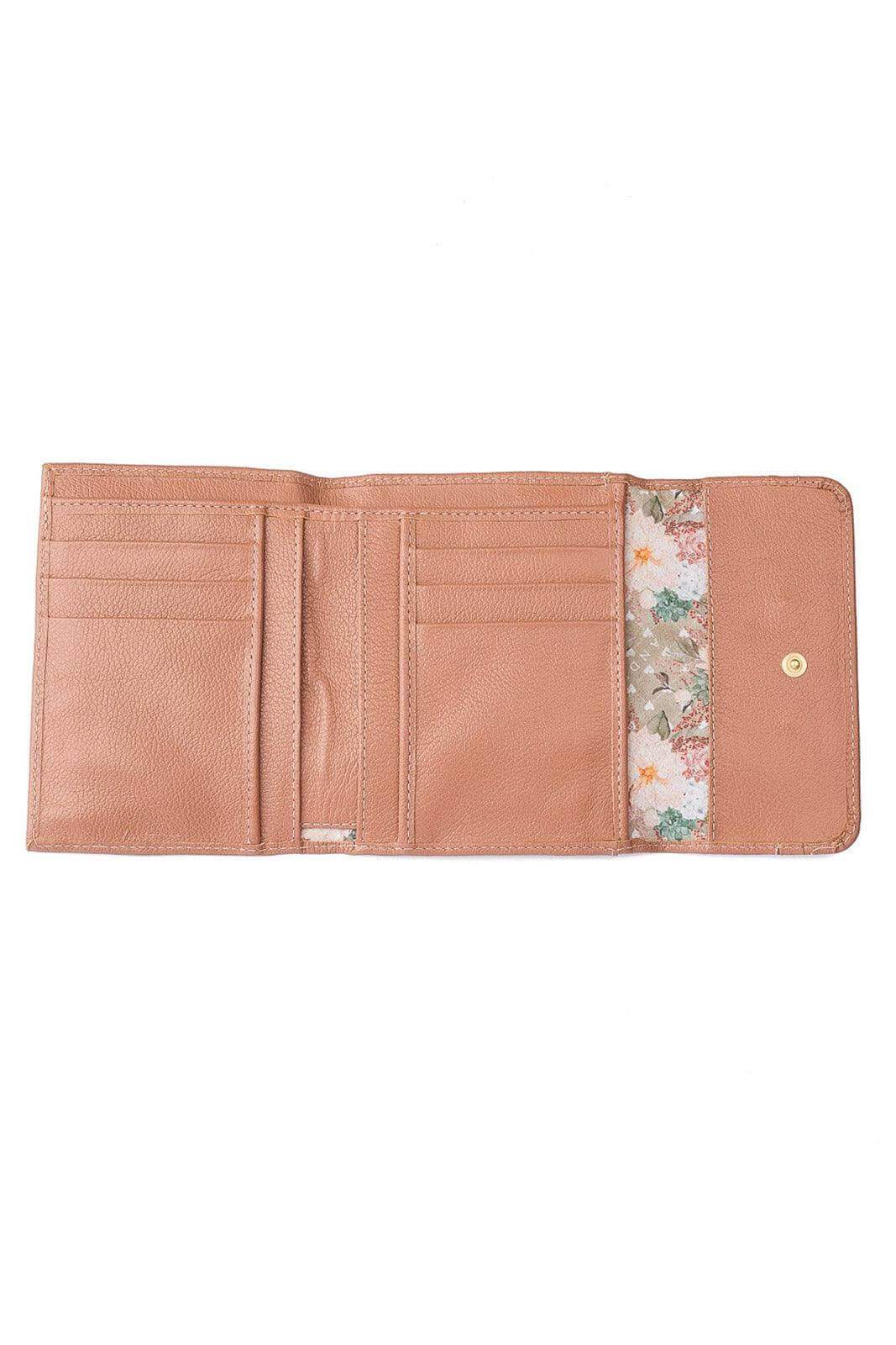 Carteira feminina de couro liso Jade 10,5x13cm - Enluaze