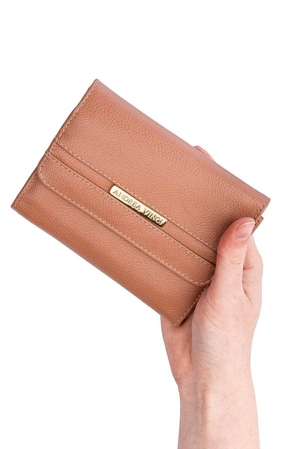 Carteira feminina de couro liso Jade 10,5x13cm - Enluaze