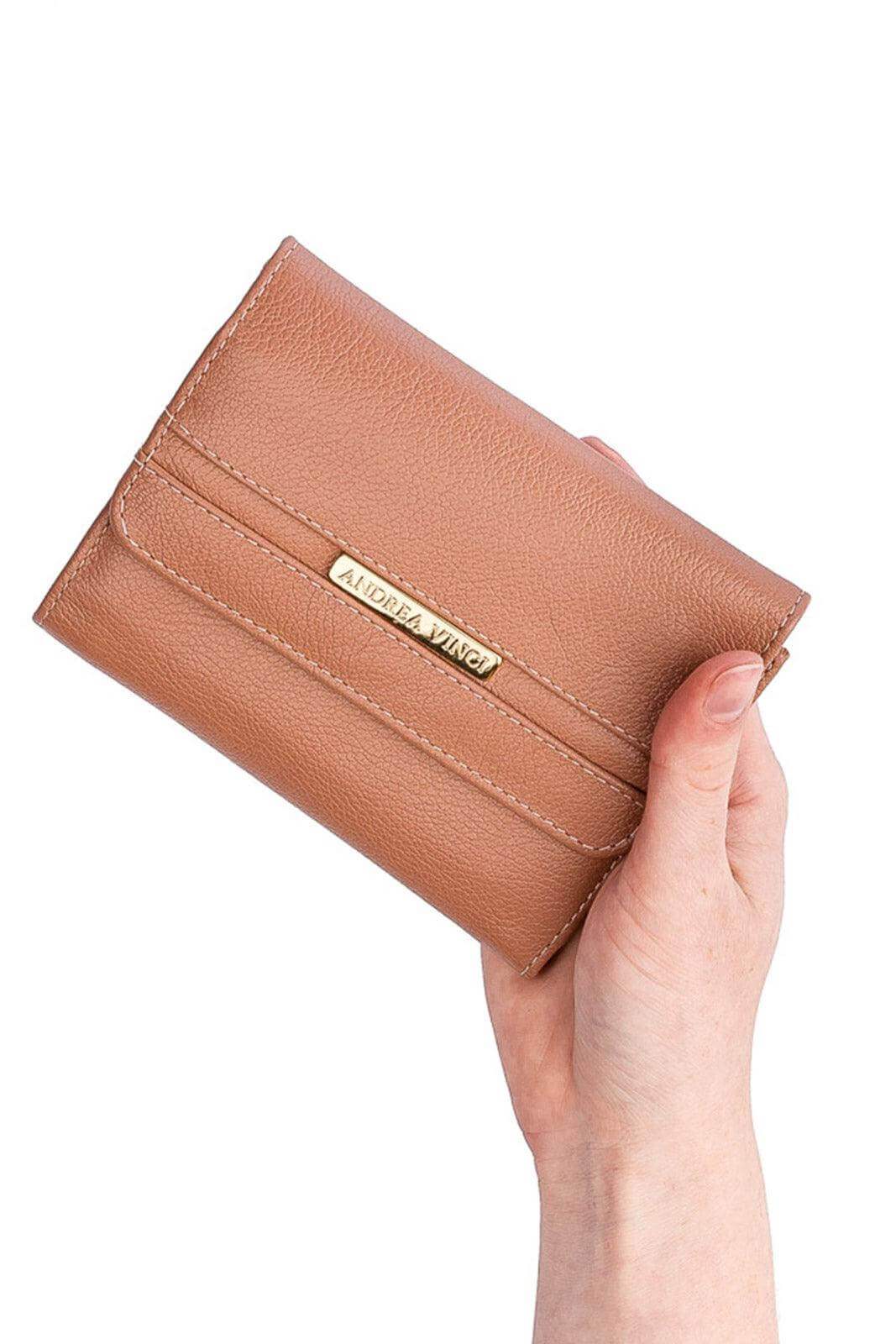 Carteira feminina de couro liso Jade 10,5x13cm - Enluaze