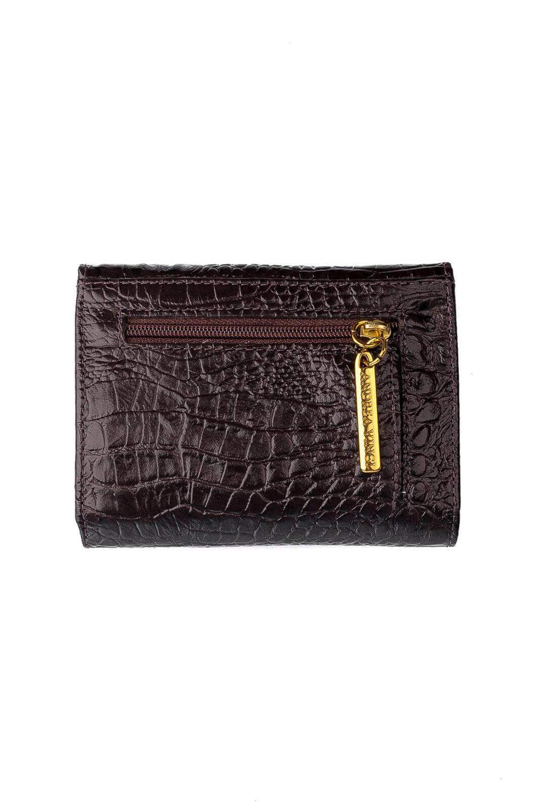 Carteira feminina de couro croco Jade 10,5x13cm - Enluaze