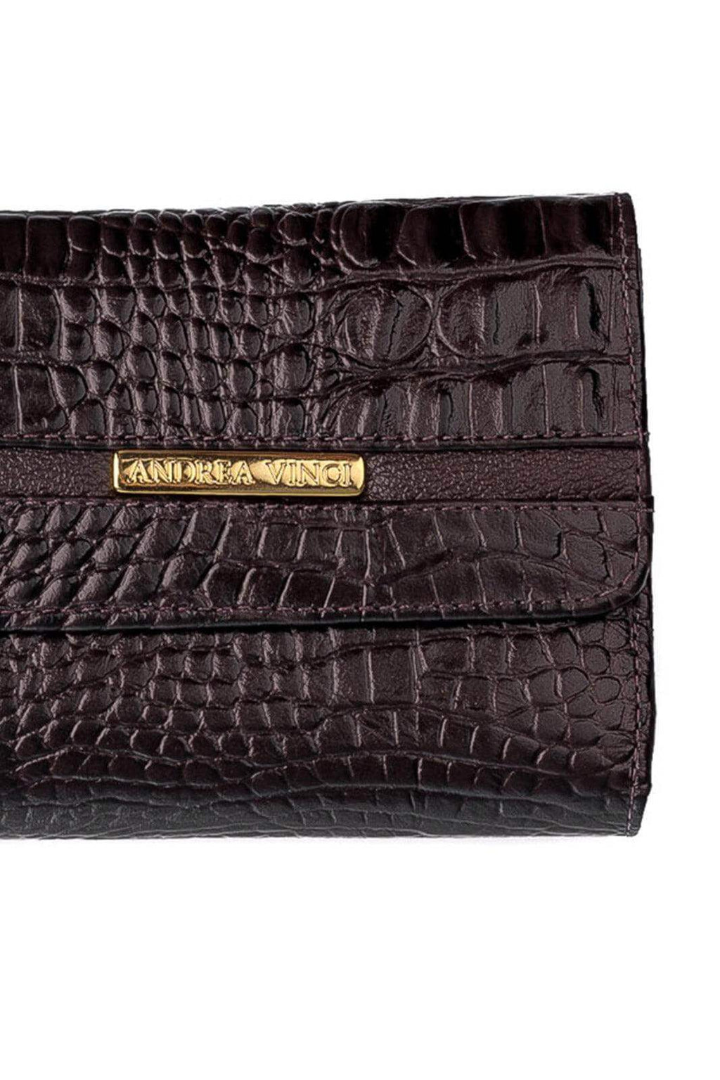 Carteira feminina de couro croco Jade 10,5x13cm - Enluaze