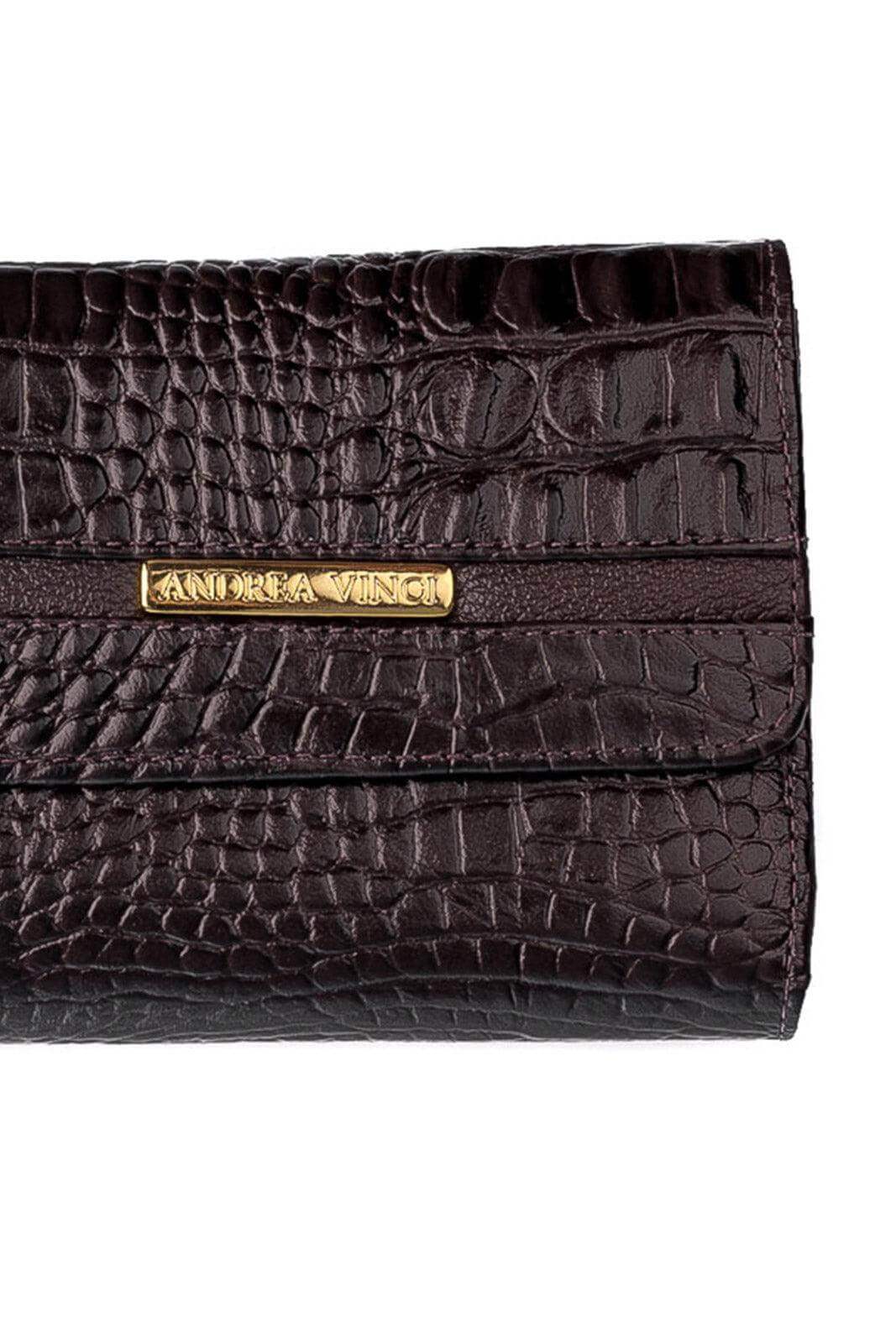 Carteira feminina de couro croco Jade 10,5x13cm - Enluaze