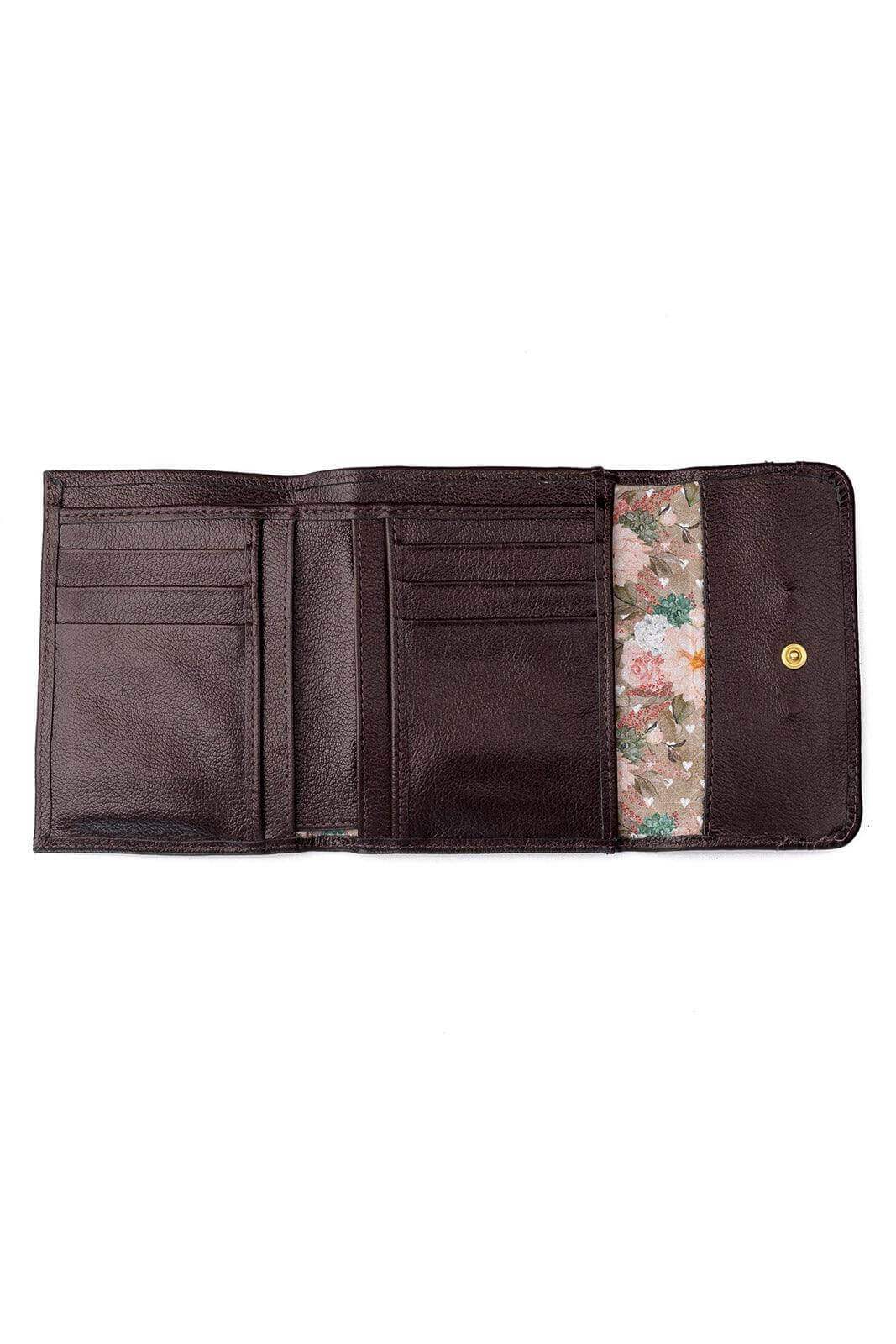 Carteira feminina de couro liso Jade 10,5x13cm - Enluaze