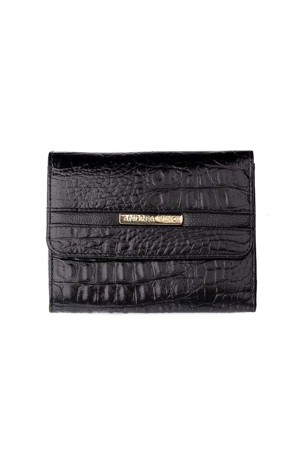 Carteira feminina de couro croco Jade 10,5x13cm - Enluaze