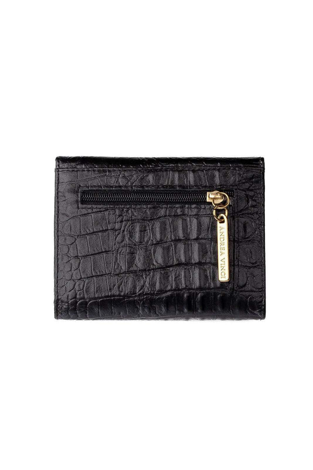 Carteira feminina de couro croco Jade 10,5x13cm - Enluaze