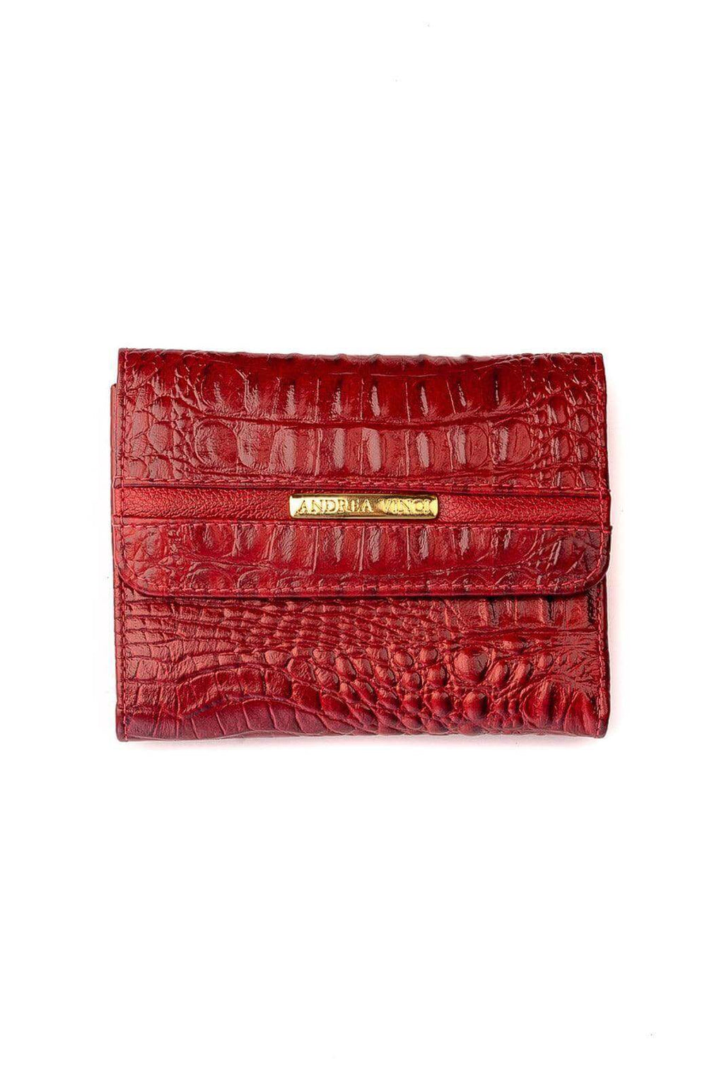 Carteira feminina de couro croco Jade 10,5x13cm - Enluaze