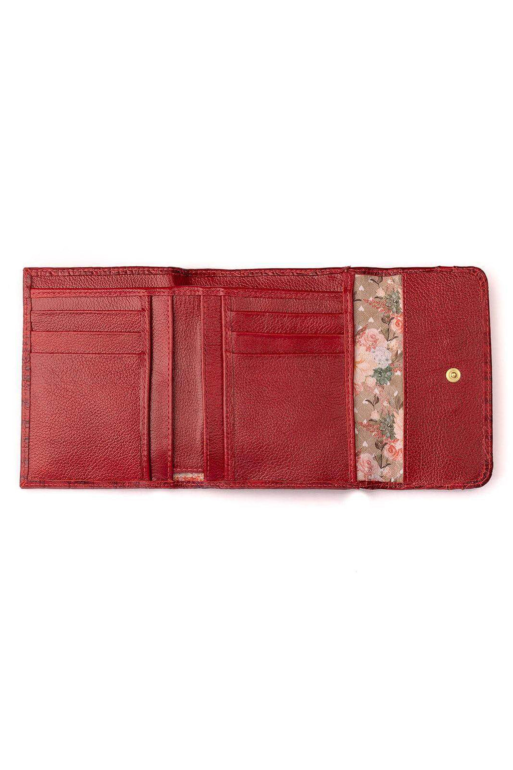 Carteira feminina de couro croco Jade 10,5x13cm - Enluaze