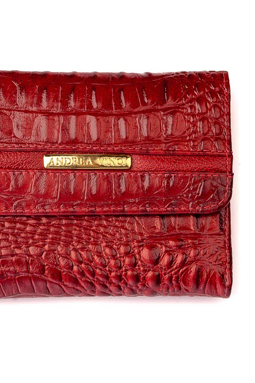 Carteira feminina de couro croco Jade 10,5x13cm - Enluaze