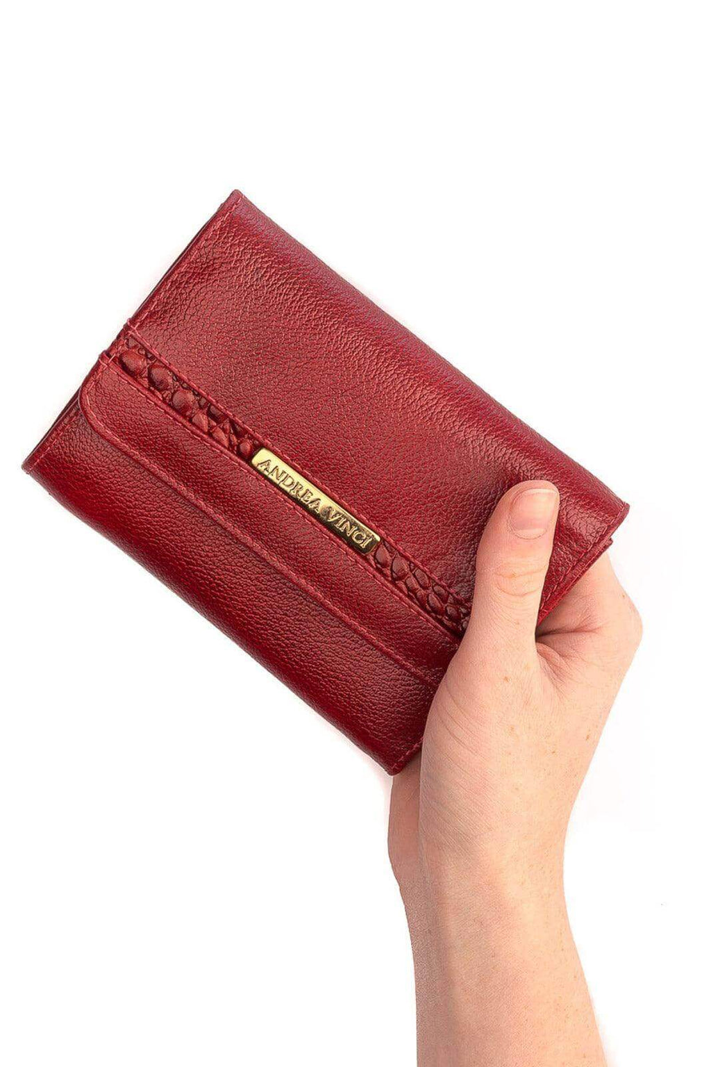 Carteira feminina de couro liso Jade 10,5x13cm - Enluaze