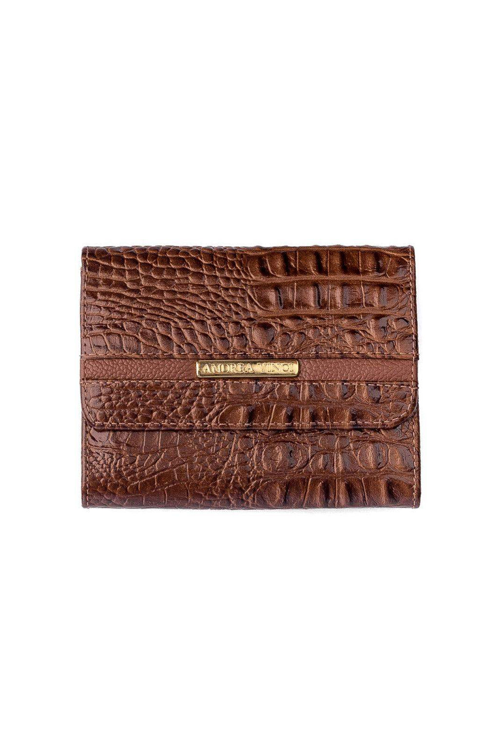 Carteira feminina de couro croco Jade 10,5x13cm - Enluaze