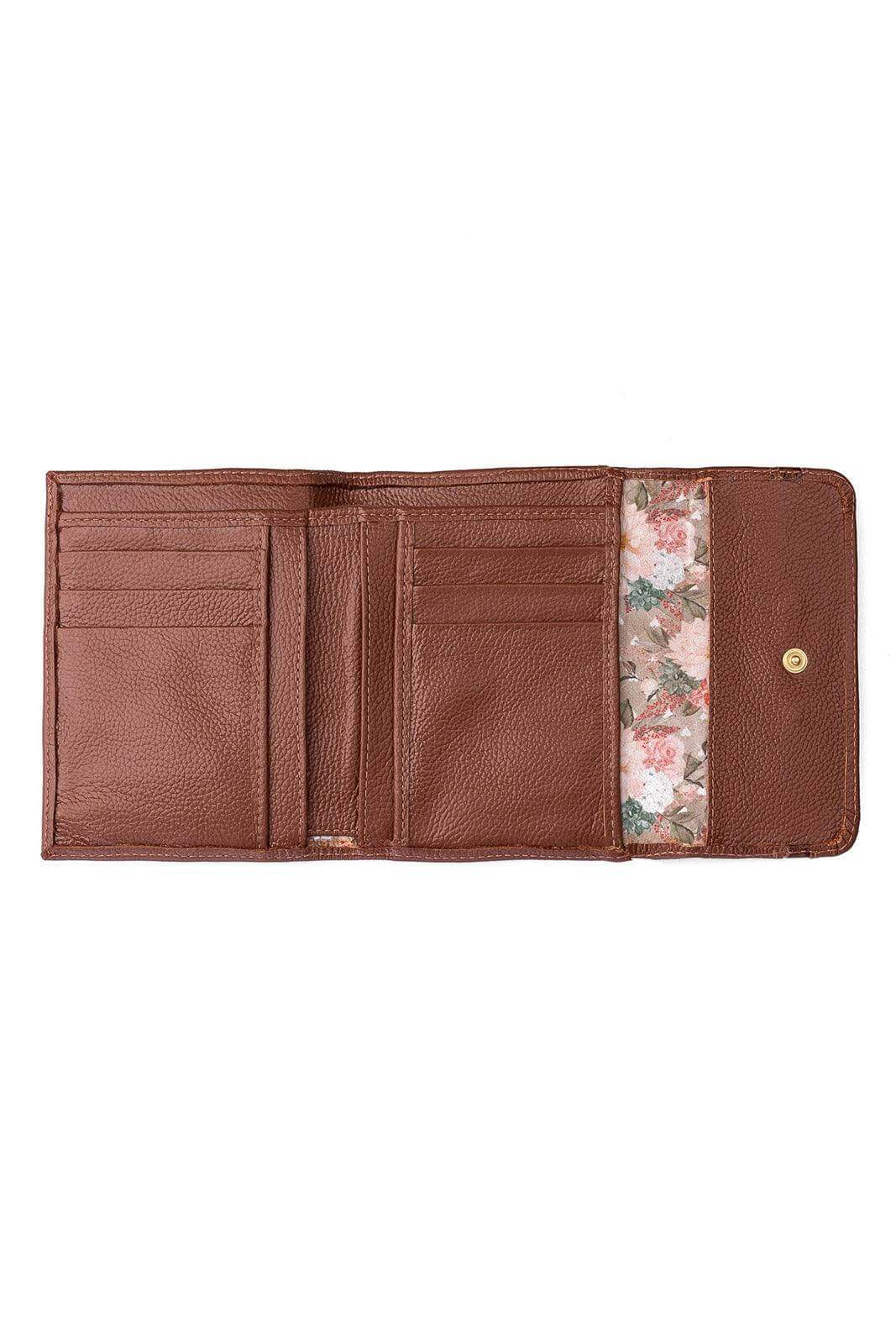 Carteira feminina de couro liso Jade 10,5x13cm - Enluaze