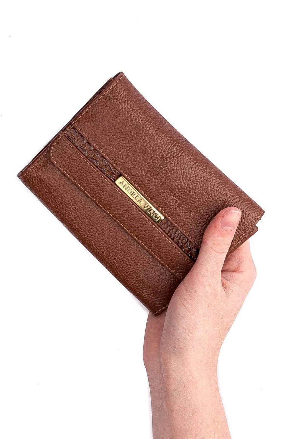 Carteira feminina de couro liso Jade 10,5x13cm - Enluaze