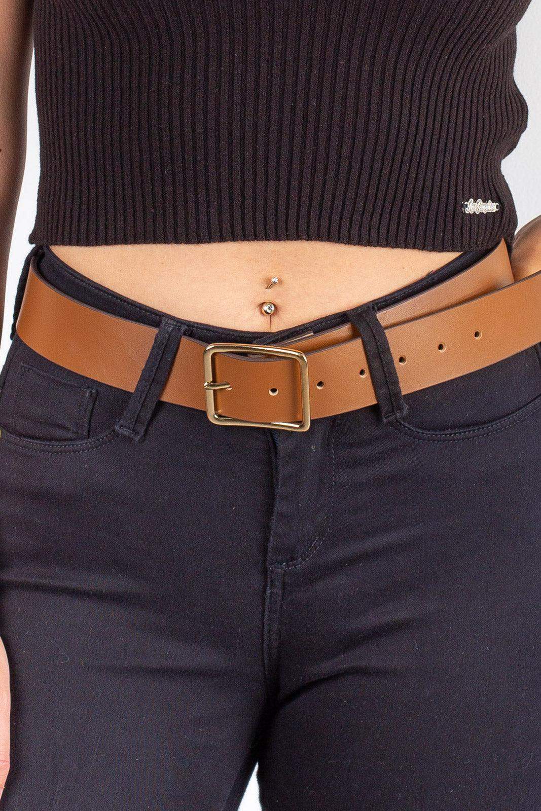 Cinto feminino largo de couro Maya - Enluaze