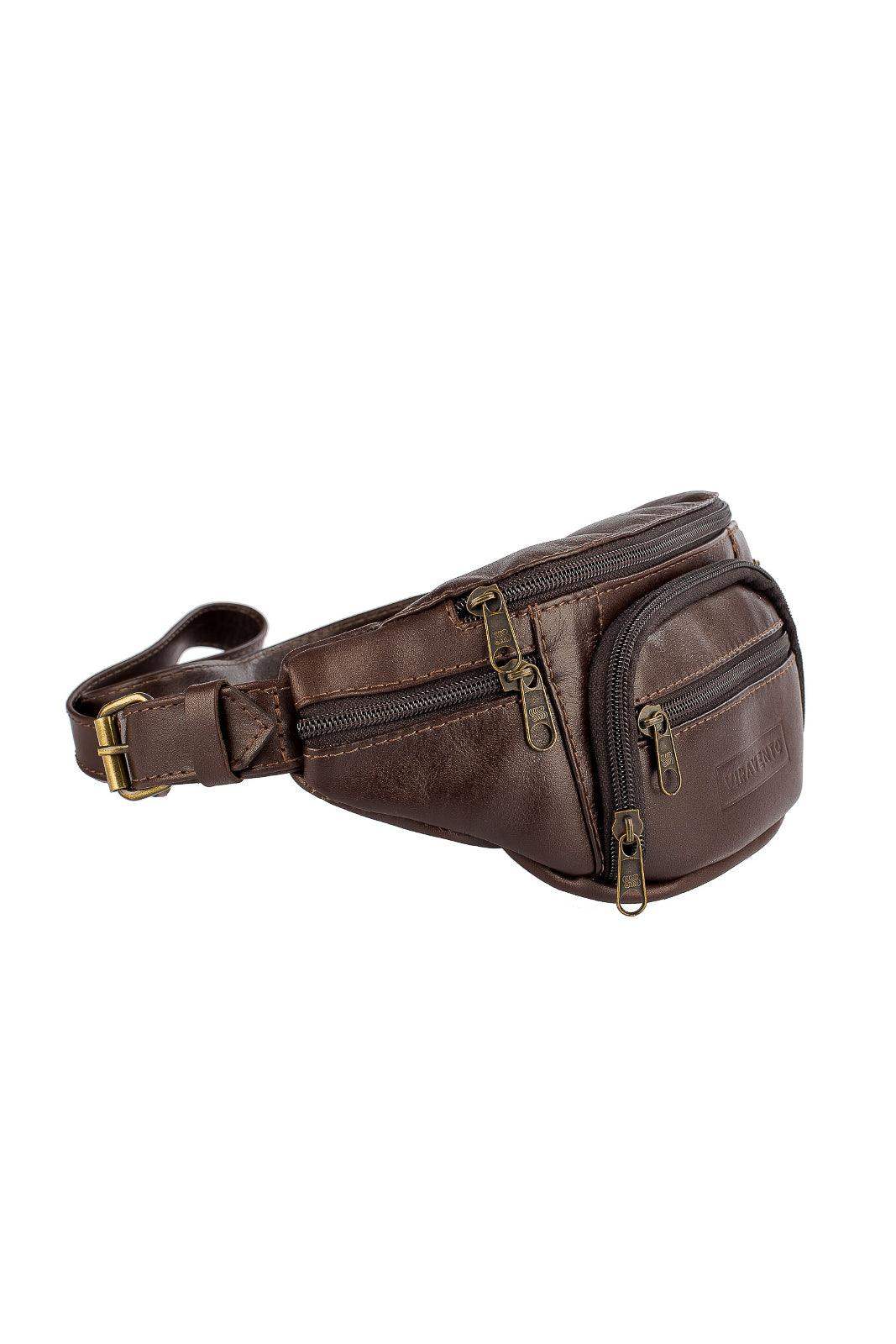 Pochete masculina de couro italiano David - Enluaze