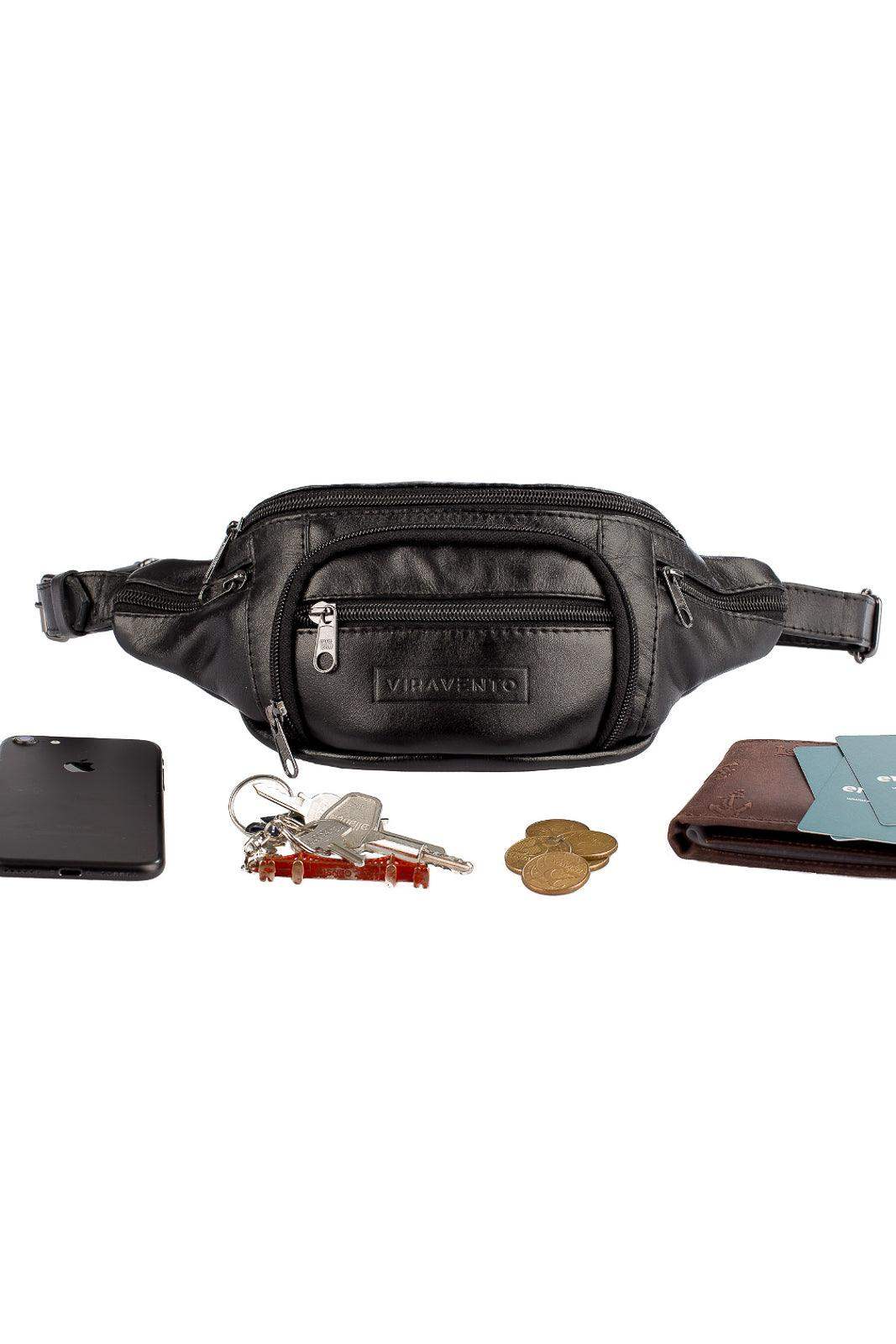 Pochete masculina de couro italiano David - Enluaze