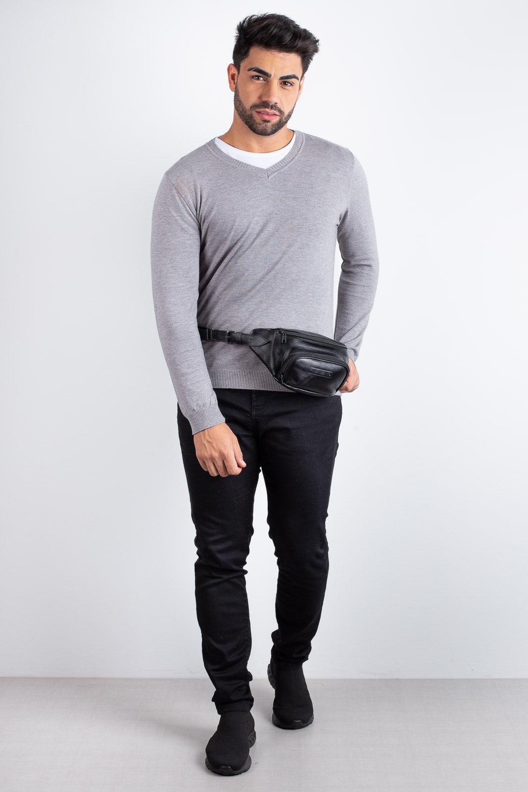 Pochete masculina de couro Igor - Enluaze