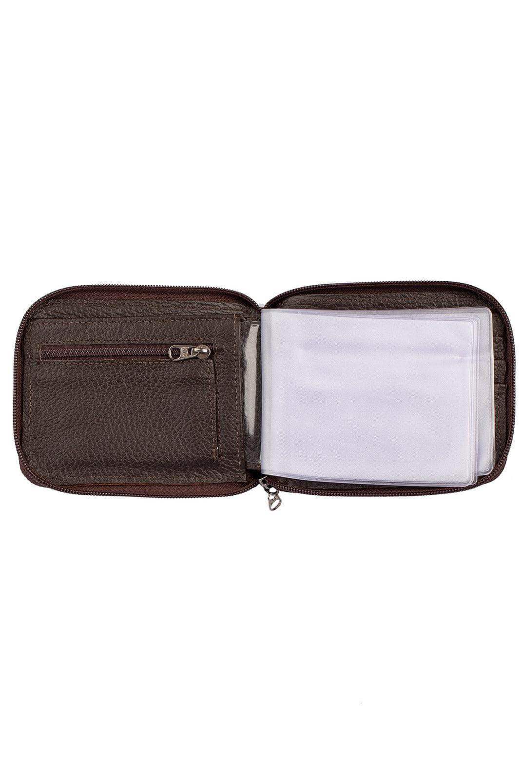 Carteira masculina de couro floater com zíper Ryan 9,5x12cm - Enluaze