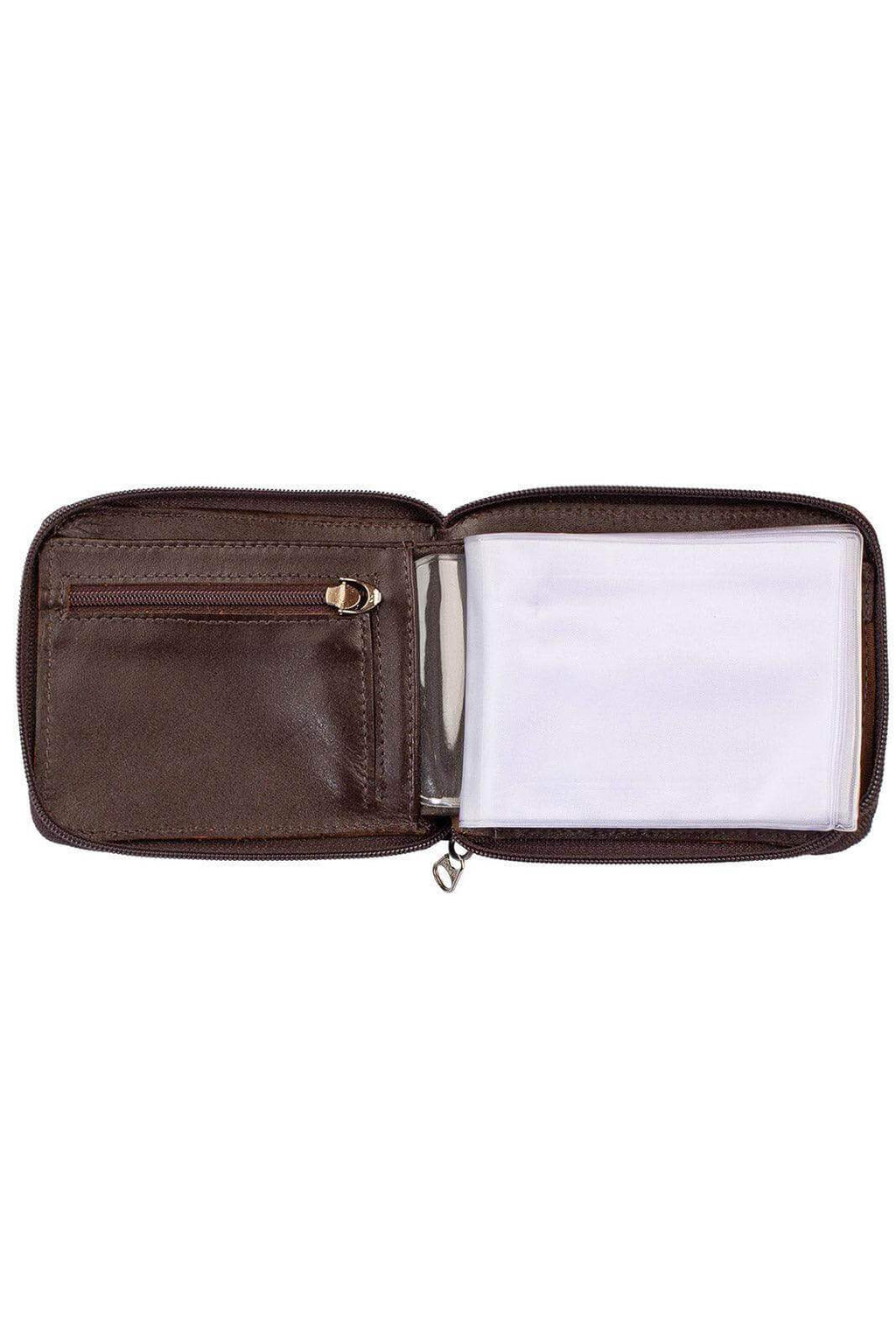 Carteira masculina de couro italiano com zíper Ryan 9,5x12cm - Enluaze