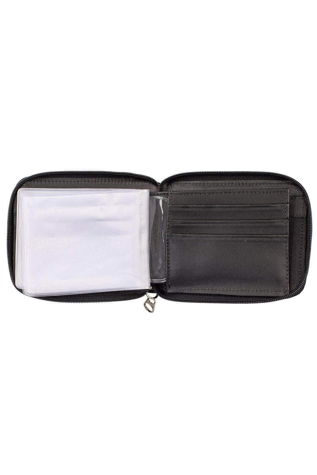 Carteira masculina de couro italiano com zíper Ryan 9,5x12cm - Enluaze