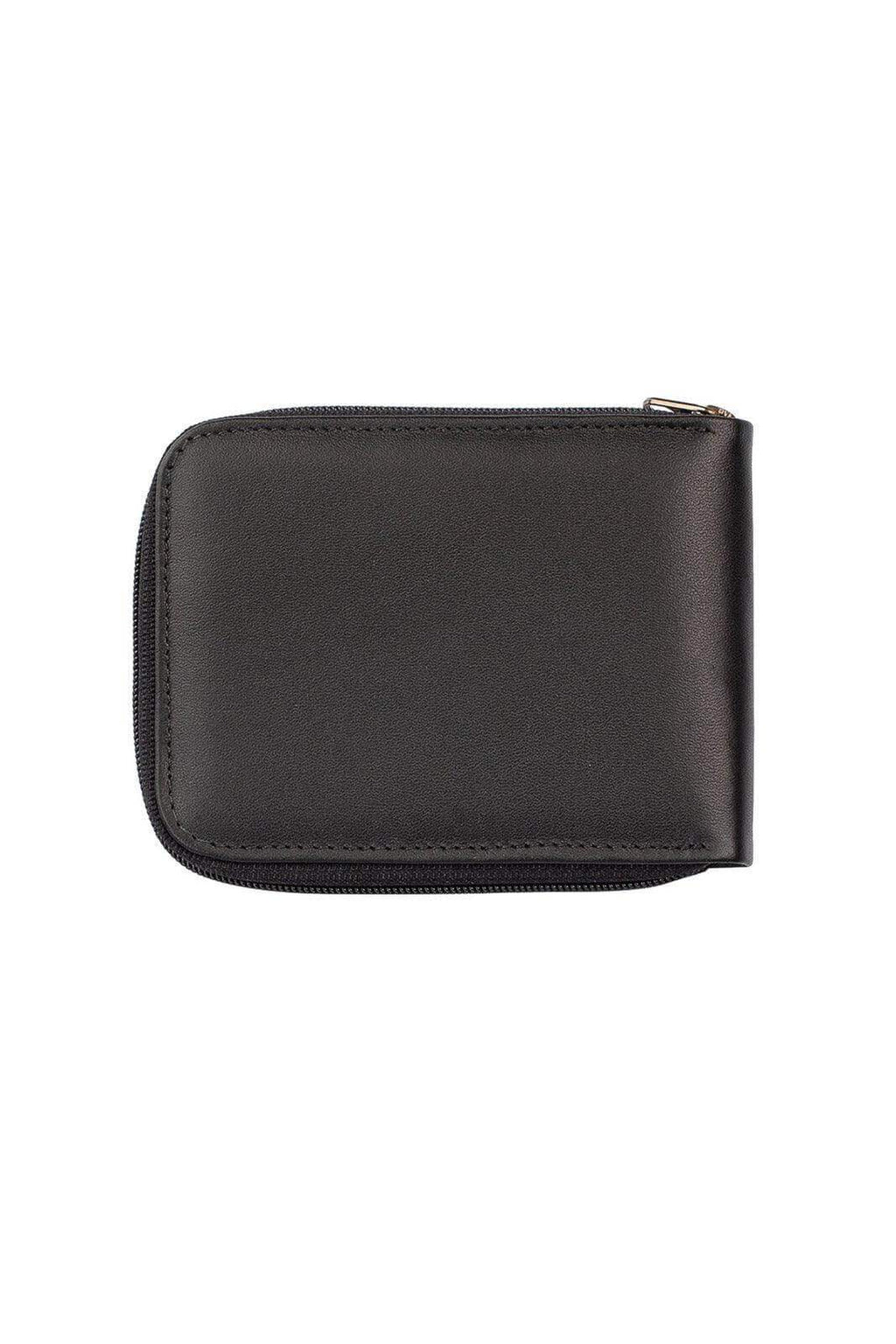 Carteira masculina de couro italiano com zíper Ryan 9,5x12cm - Enluaze