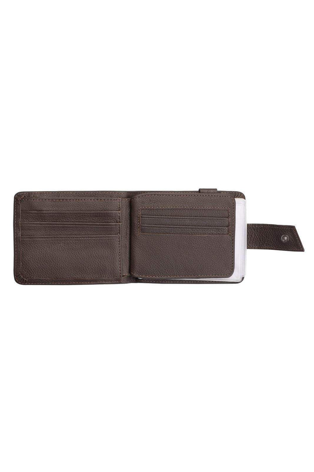 Carteira masculina de couro floater com botão Dylan 9,5x11,5cm - Enluaze