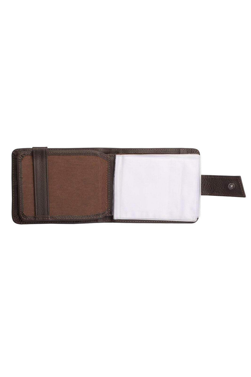 Carteira masculina de couro floater com botão Dylan 9,5x11,5cm - Enluaze