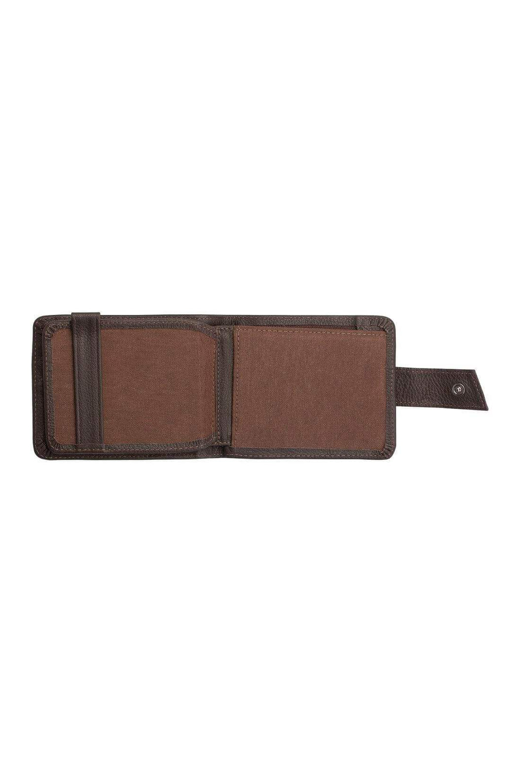 Carteira masculina de couro floater com botão Dylan 9,5x11,5cm - Enluaze