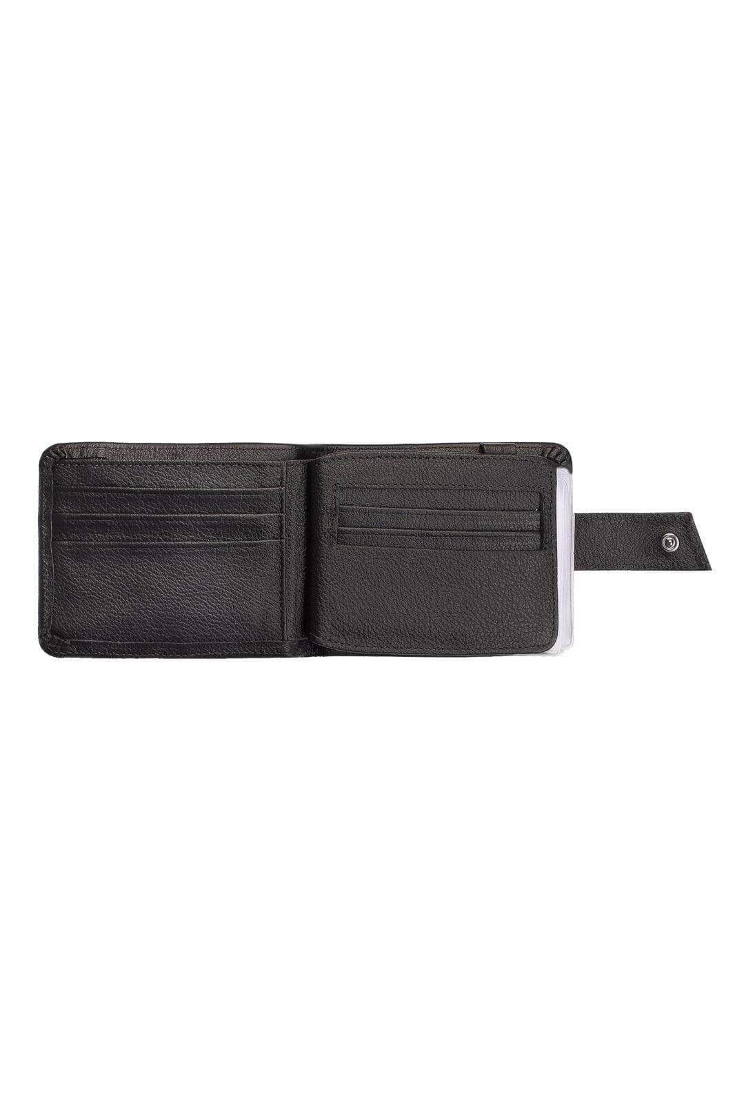 Carteira masculina de couro floater com botão Dylan 9,5x11,5cm - Enluaze