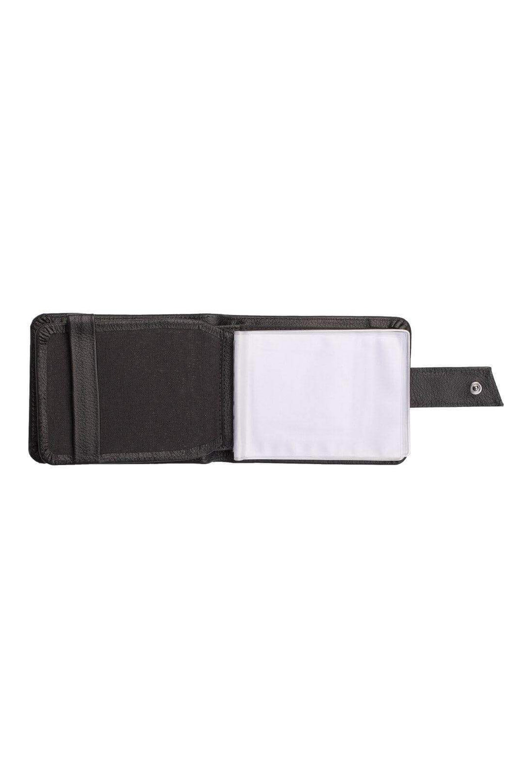 Carteira masculina de couro floater com botão Dylan 9,5x11,5cm - Enluaze
