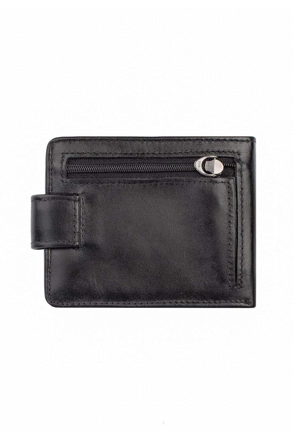 Carteira masculina de couro italiano com botão Dylan 9,5x11,5cm - Enluaze