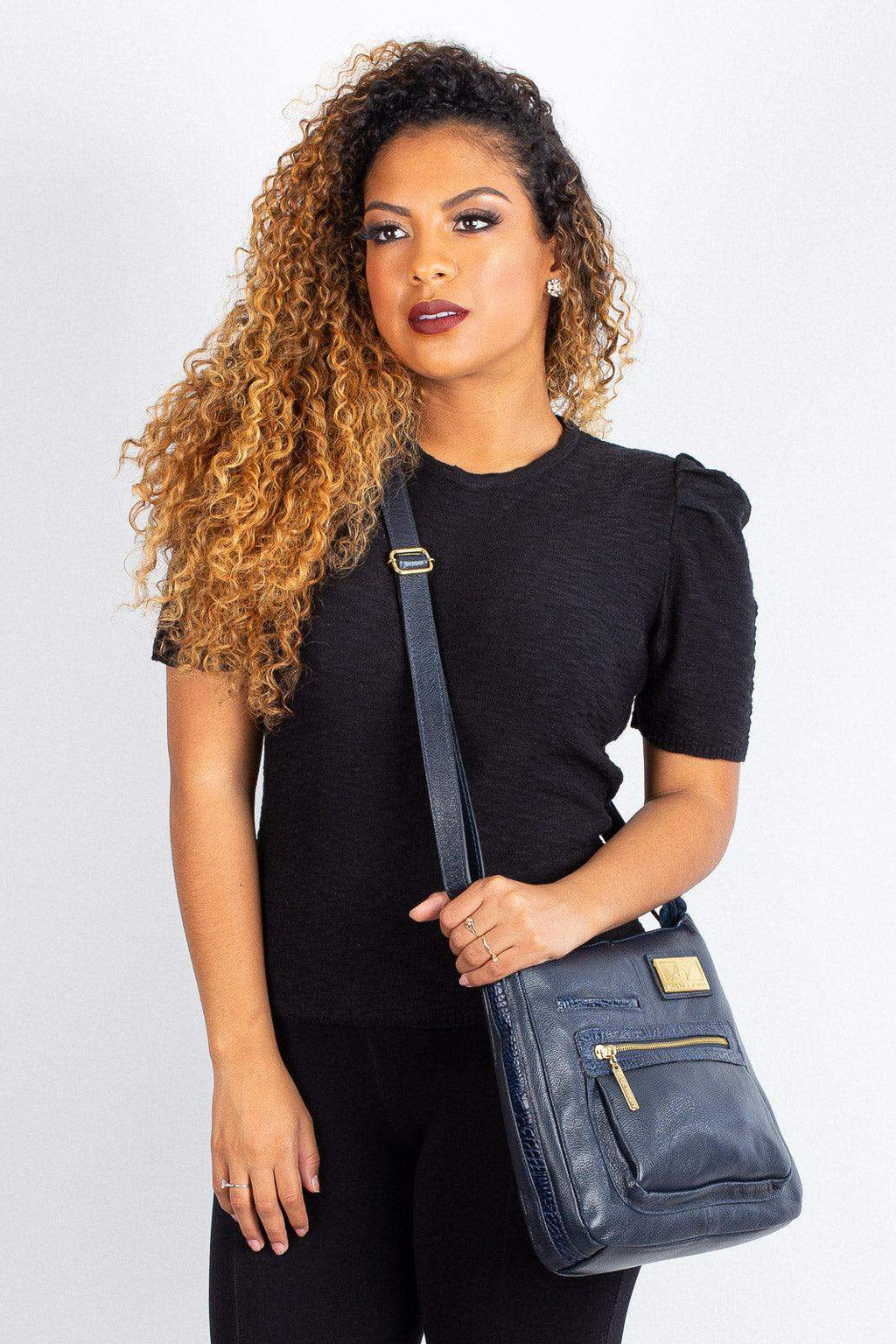 Bolsa tiracolo em couro liso Denise - Enluaze