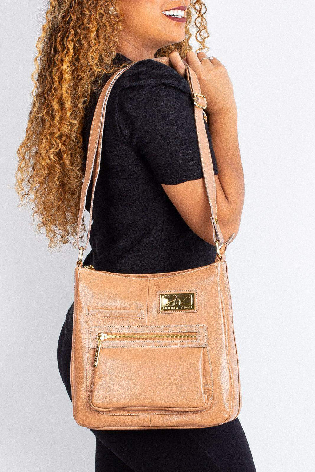 Bolsa tiracolo em couro liso Denise - Enluaze