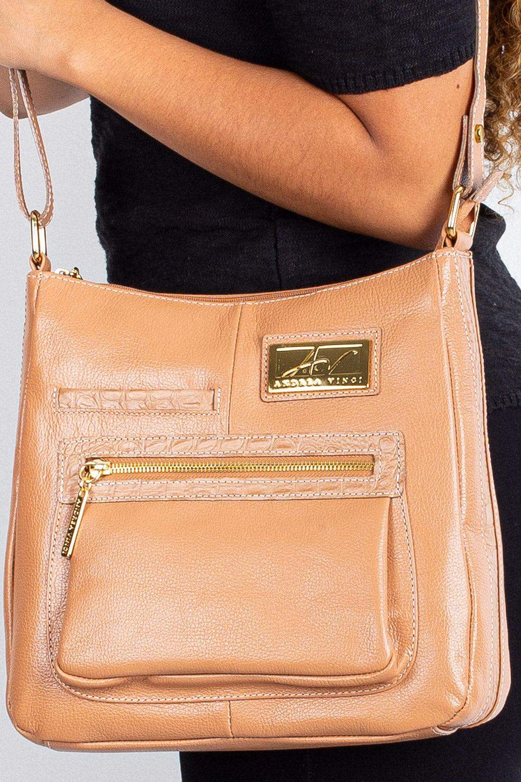 Bolsa tiracolo em couro liso Denise - Enluaze