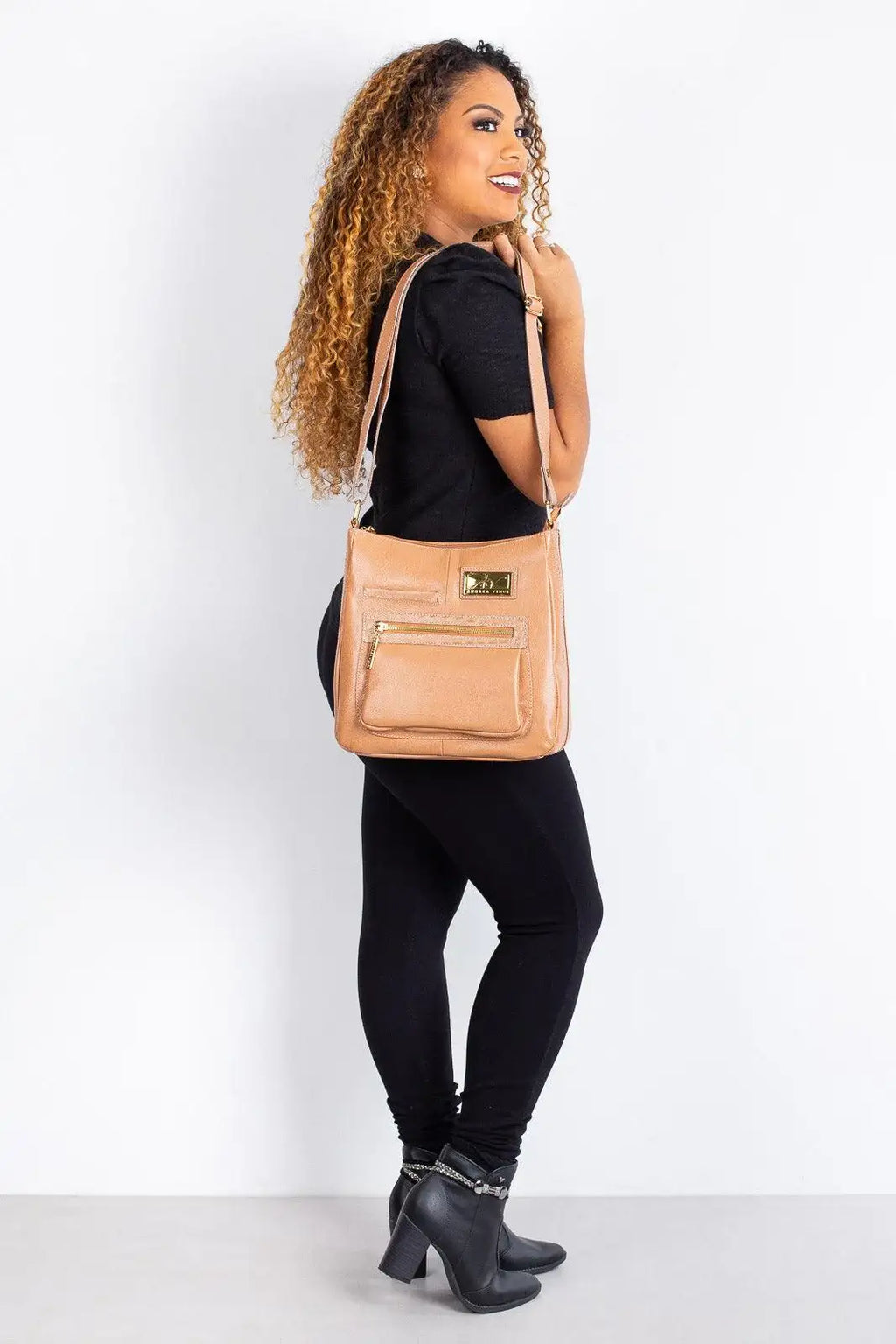 Bolsa tiracolo em couro liso Denise - Enluaze