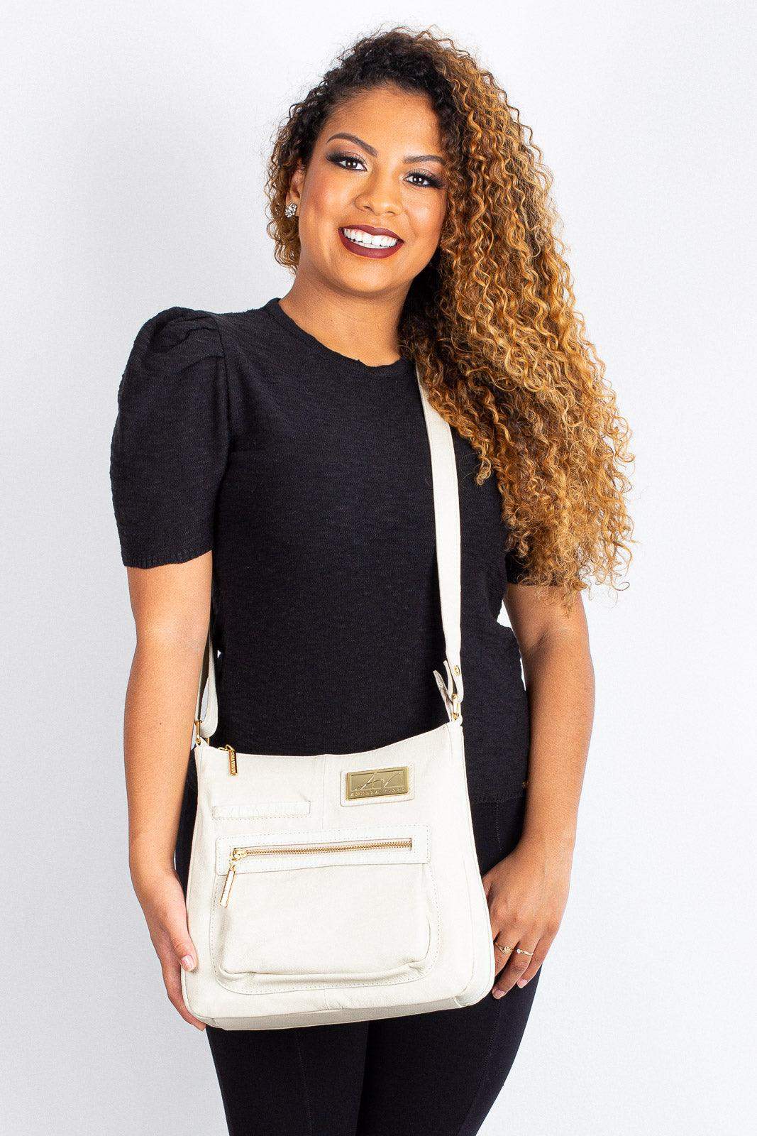 Bolsa tiracolo em couro liso Denise - Enluaze