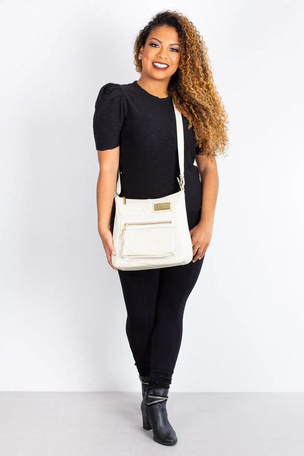 Bolsa tiracolo em couro liso Denise - Enluaze