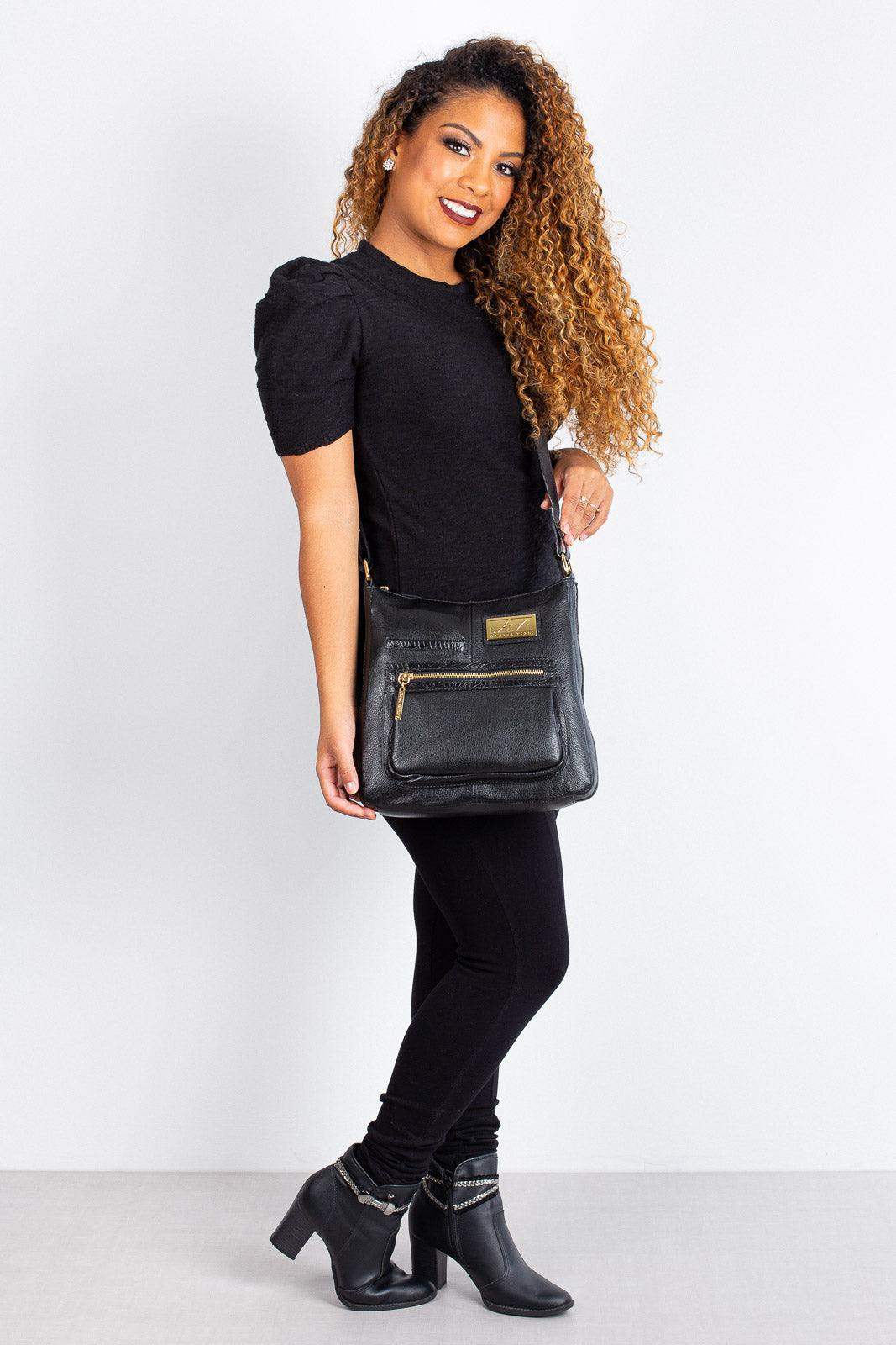 Bolsa tiracolo em couro liso Denise - Enluaze