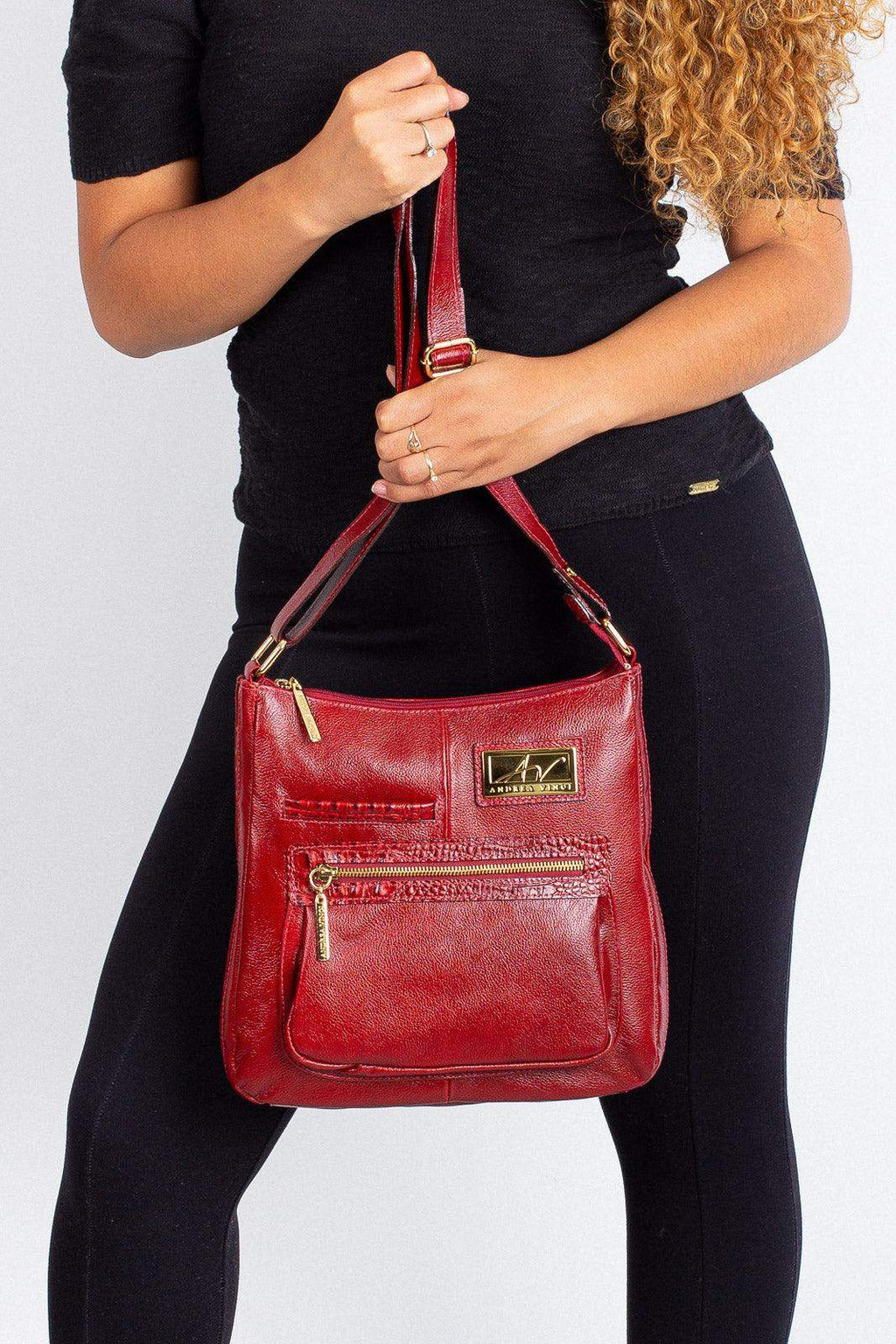 Bolsa tiracolo em couro liso Denise - Enluaze