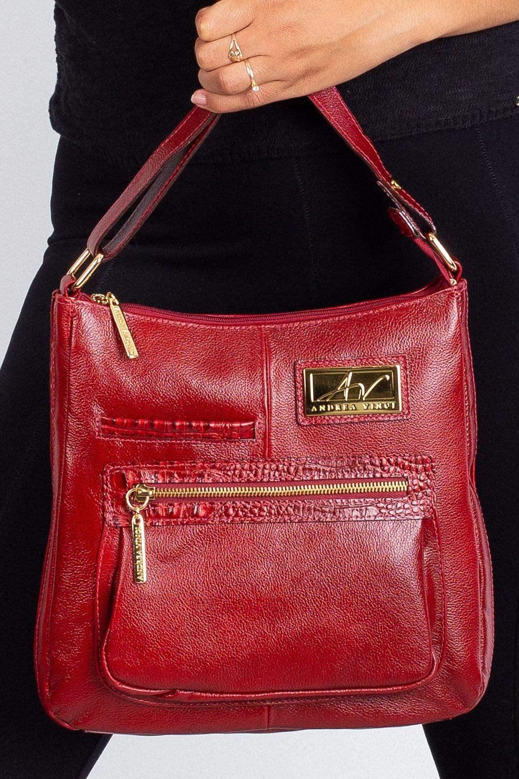 Bolsa tiracolo em couro liso Denise - Enluaze