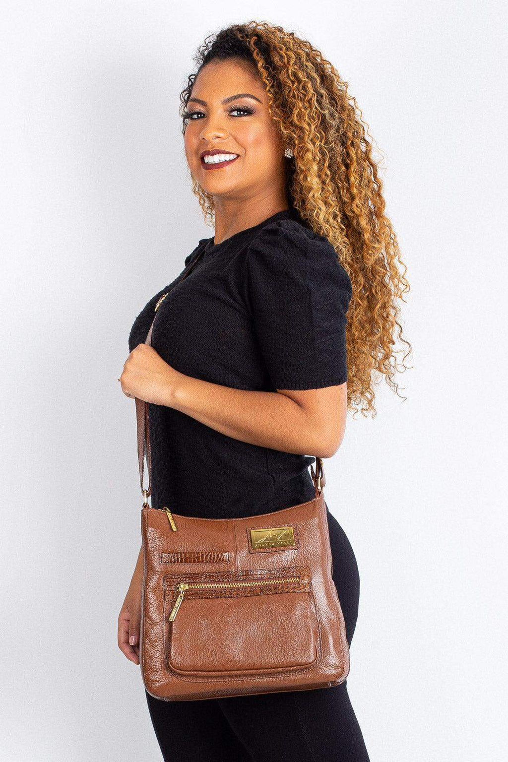 Bolsa tiracolo em couro liso Denise - Enluaze