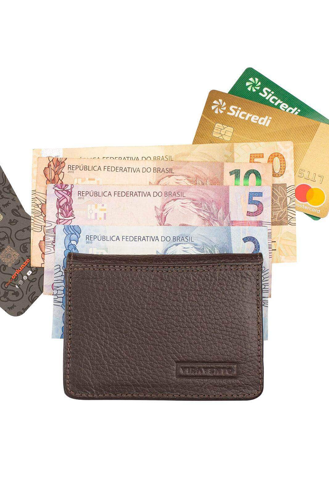 Carteira masculina em couro floater Fred 8,5x11cm - Enluaze