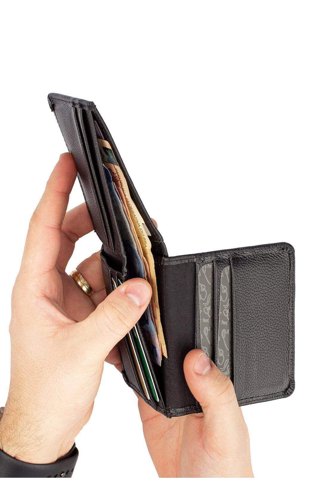 Carteira masculina em couro floater Fred 8,5x11cm - Enluaze