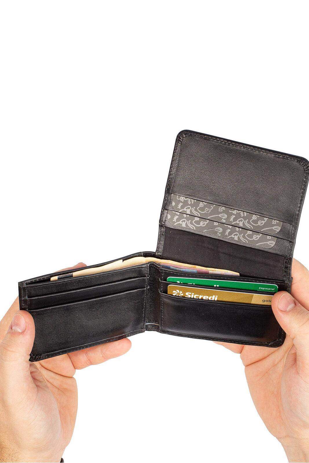 Carteira masculina em couro italiano Fred 8,5x11cm - Enluaze