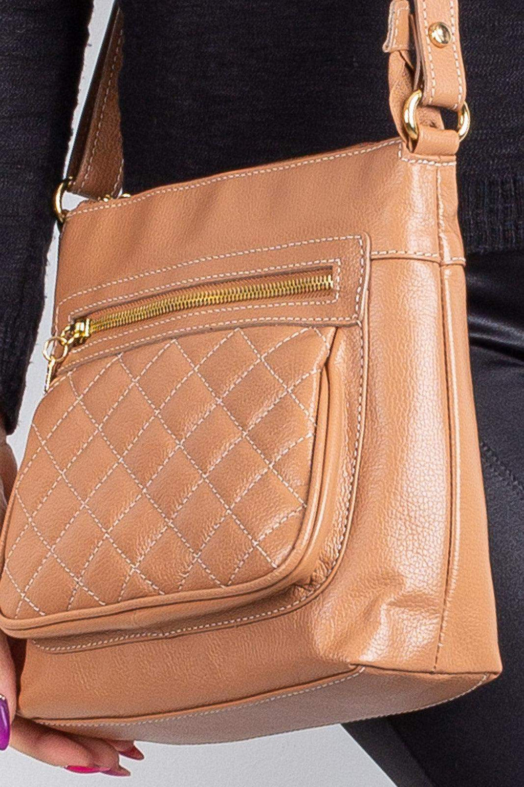 Bolsa transversal matelassê de couro liso Bia - Enluaze